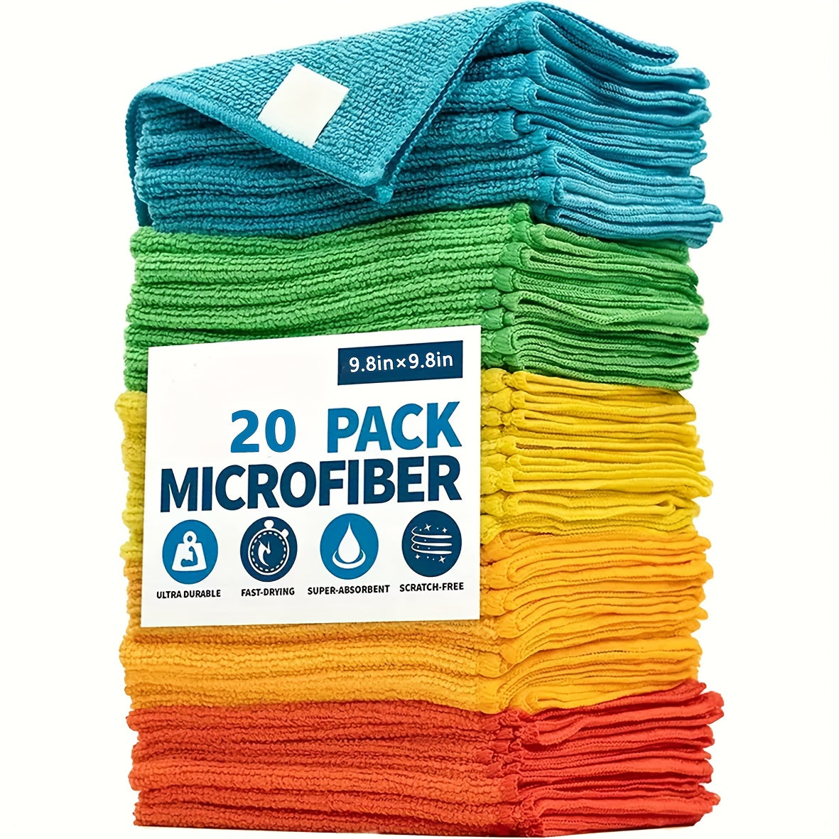 5/10/20/50 Pack MRD'S HOME Microfiber Cleaning Cloths - Ultra-Absorbent, 1200 Washes, Streak-Free Mirror Shine, Durable & Easy-Clean, Ideal for Car Washing, Cleaning, And Home Use, Car Washing Cloth | Durable Microfiber | Absorbent Material