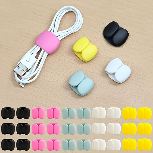 12pcs Premium Durable Colorful Cable Clips, Practical Desk Cable Organizer, Colorful Cable Clips with Wire Storage Function for Headphones Chargers Cables Computer Home Office Organization